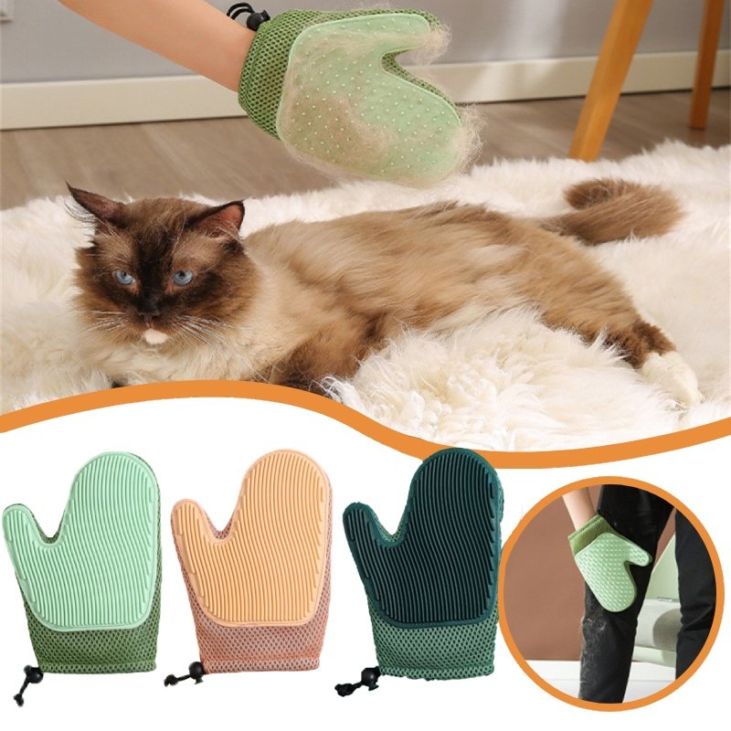 Cat Hair Glove Pet Fur Remover Glove Dog Grooming Glove Brush For Shedding Pet Hair Remover Mitt Cleaner Grooming Glove - Image 3
